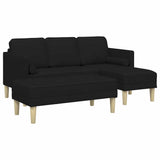 Sofa Set 2 pcs Black 173 x 131 x 67 cm Fabric - Front View