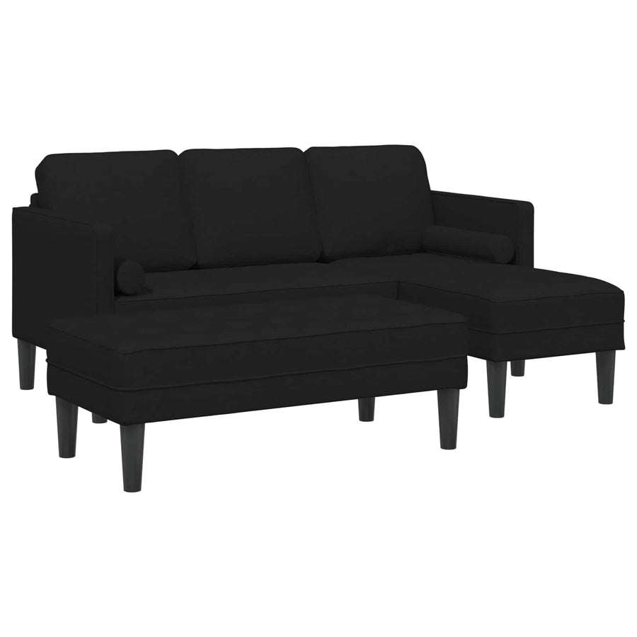 Sofa Set 2 pcs Black Polyester