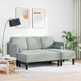 Sofa Set 2 pcs Light grey 173 x 131 x 67 cm Velvet - Side View