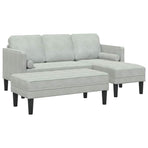 Sofa Set 2 pcs Light Grey Polyester