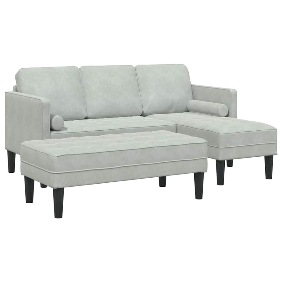 Sofa Set 2 pcs Light Grey Polyester