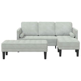 Sofa Set 2 pcs Light grey 173 x 131 x 67 cm Velvet - Rear View