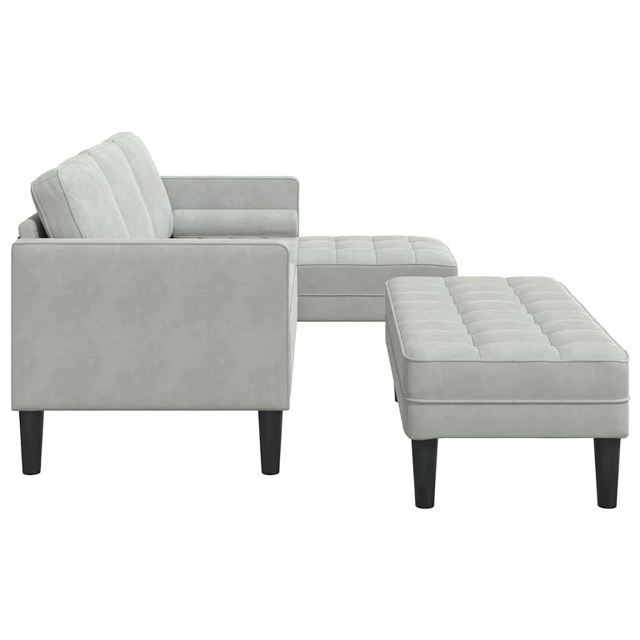 Sofa Set 2 pcs Light Grey Polyester