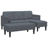 Sofa Set 2 pcs Dark grey 173 x 131 x 67 cm Velvet - Front View