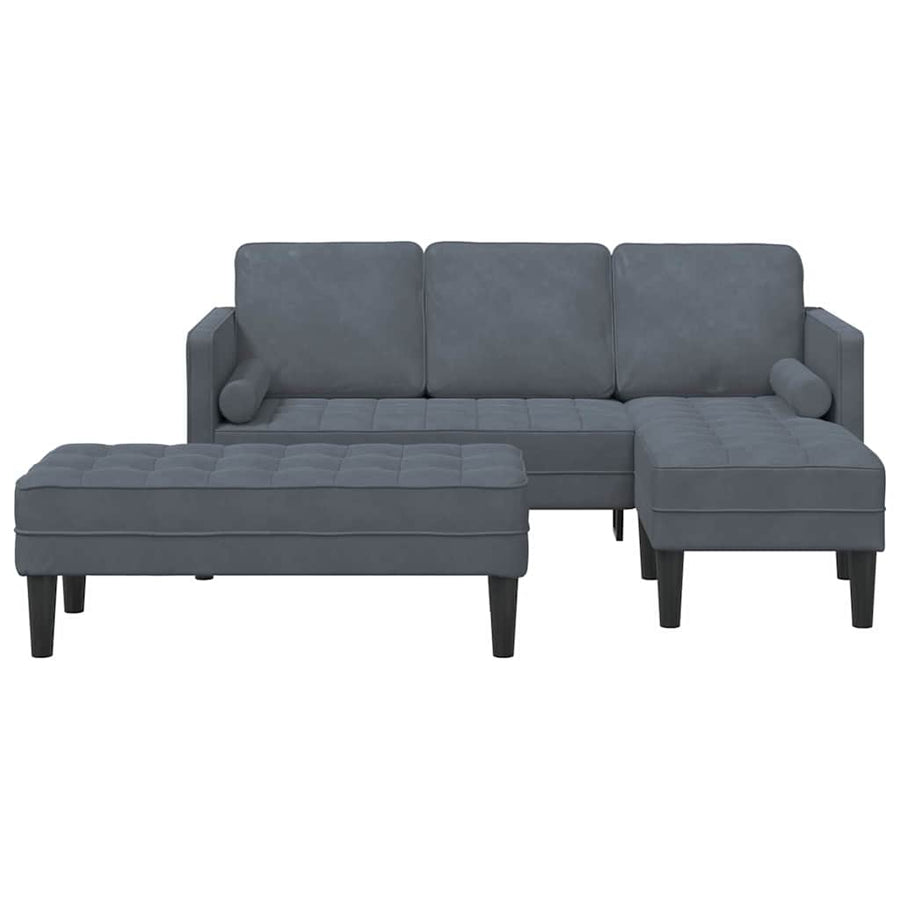Sofa Set 2 pcs Dark Grey Polyester