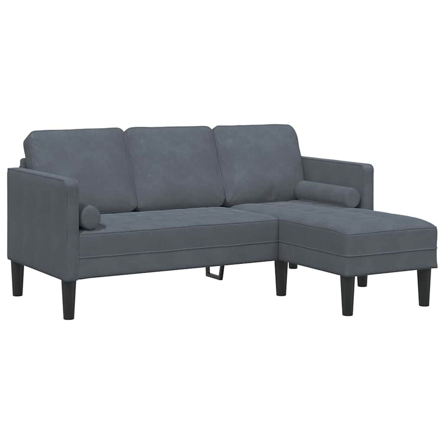 Sofa Set 2 pcs Dark Grey Polyester