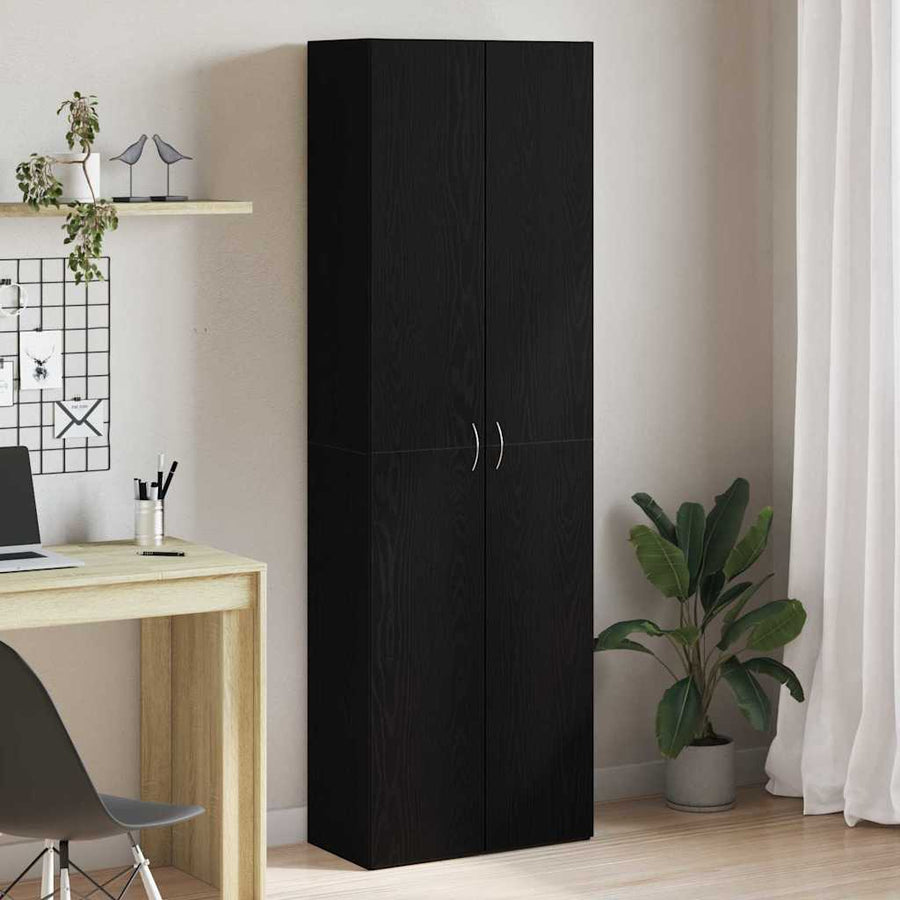 Office Cabinet Black Oak 60 x 32 x 190 cm Engineered Wood
