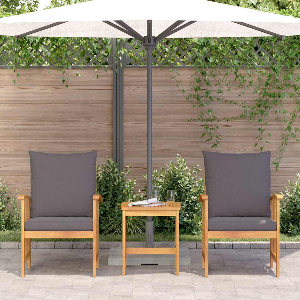 Garden Sofa Set with Cushion 3 pcs Brown Solid acacia wood