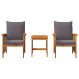 Garden Sofa Set with Cushion 3 pcs Brown Solid acacia wood