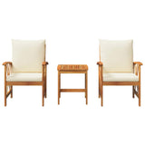 Garden Sofa Set with Cushion 3 pcs Brown Solid acacia wood - Low Angle