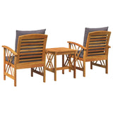 Garden Sofa Set with Cushion 3 pcs Brown Solid acacia wood - Low Angle