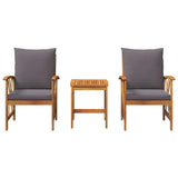 Garden Sofa Set with Cushion 3 pcs Brown Solid acacia wood - Close-Up Angle