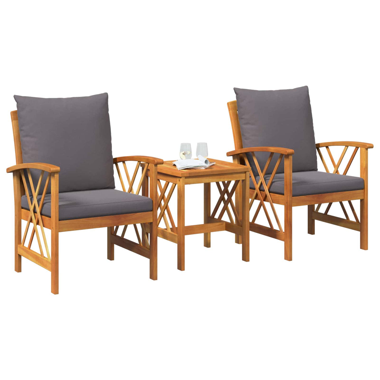 Garden Sofa Set with Cushion 3 pcs Brown Solid acacia wood
