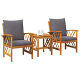 Garden Sofa Set with Cushion 3 pcs Brown Solid acacia wood