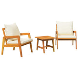 Bistro Set with Cushion 3 pcs Brown Solid Acacia Wood
