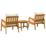 Bistro Set with Cushion 3 pcs Brown Solid Acacia Wood - Close-Up Angle