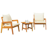 Bistro Set with Cushion 3 pcs Brown Solid Acacia Wood - Side View