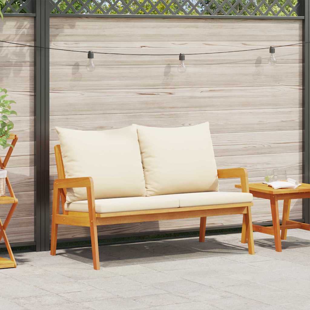 Garden Bench with Cushion Brown Solid Acacia wood