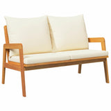 Garden Bench with Cushion Brown Solid Acacia wood - Front View