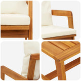 Bistro Set with Cushion 2 Piece Oil Natural Solid Acacia Wood