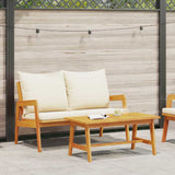 Bistro Set with Cushion 2 Piece Oil Natural Solid Acacia Wood