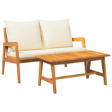 Bistro Set with Cushion 2 Piece Oil Natural Solid Acacia Wood - Rear View