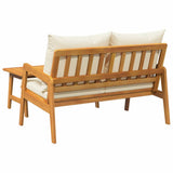 Bistro Set with Cushion 2 Piece Oil Natural Solid Acacia Wood