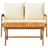 Bistro Set with Cushion 2 Piece Oil Natural Solid Acacia Wood - Low Angle