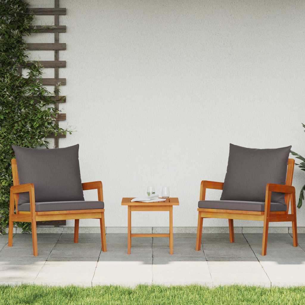 Garden Chair with Cushion 2 Piece Oil Natural 65 x 59,5 x 72 cm