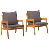 Garden Chair with Cushion 2 Piece Oil Natural 65 x 59,5 x 72 cm - Front View