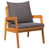 Bistro Set with Cushion 3 pcs Brown Solid Acacia Wood - 45-Degree Angle