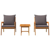 Bistro Set with Cushion 3 pcs Brown Solid Acacia Wood