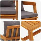 Bistro Set with Cushion 2 pcs Oil Natural Solid Acacia Wood