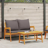 Bistro Set with Cushion 2 pcs Oil Natural Solid Acacia Wood