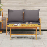Bistro Set with Cushion 2 pcs Oil Natural Solid Acacia Wood