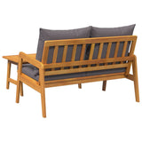 Bistro Set with Cushion 2 pcs Oil Natural Solid Acacia Wood - Close-Up Angle