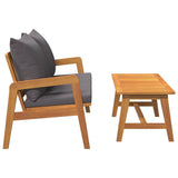 Bistro Set with Cushion 2 pcs Oil Natural Solid Acacia Wood - Extra Image