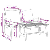 Bistro Set with Cushion 2 pcs Oil Natural Solid Acacia Wood - Extra Image