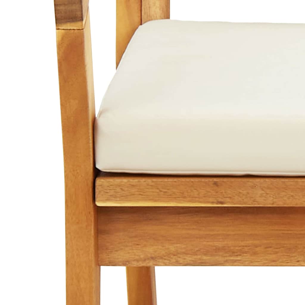 Garden Bench with Cushion Oil Natural Solid Acacia Wood