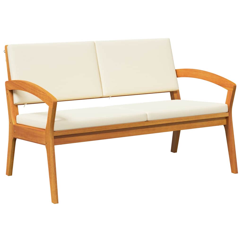 Garden Bench with Cushion Oil Natural Solid Acacia Wood