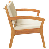 Garden Bench with Cushion Oil Natural Solid Acacia Wood - Rear View