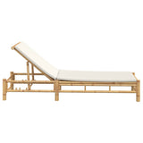 Sun Lounger with Cushions 55x199x30 cm Bamboo - 45-Degree Angle