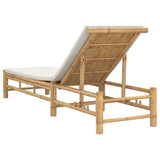 Sun Lounger with Cushions 55x199x30 cm Bamboo - Rear View