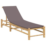 Sun Lounger with Cushions 55x199x30 cm Bamboo - Front View