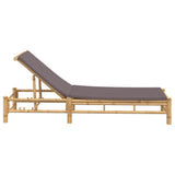 Sun Lounger with Cushions 55x199x30 cm Bamboo - 45-Degree Angle