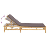 Sun Lounger with Cushions 55x199x30 cm Bamboo - Close-Up Angle