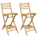 Outdoor Bar Stools with Footrests 2 pcs Foldable Bamboo - Front View