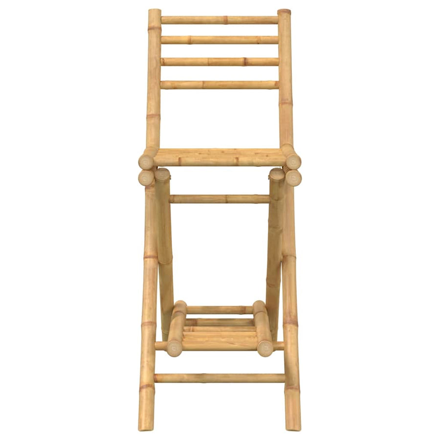 Outdoor Bar Stools with Footrests 2 pcs Foldable Bamboo