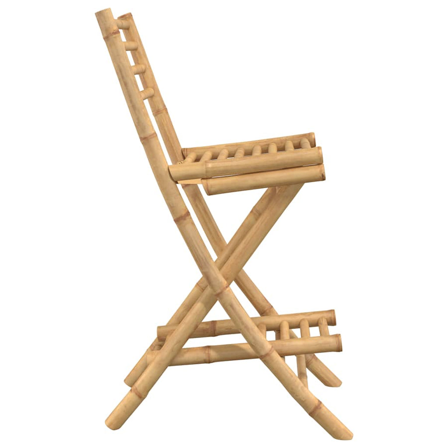 Outdoor Bar Stools with Footrests 2 pcs Foldable Bamboo