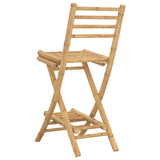 Outdoor Bar Stools with Footrests 2 pcs Foldable Bamboo - Close-Up Angle